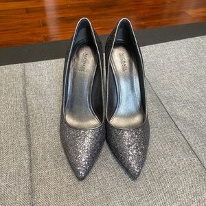 Michael Kors Silver Glitter Heels Size 7